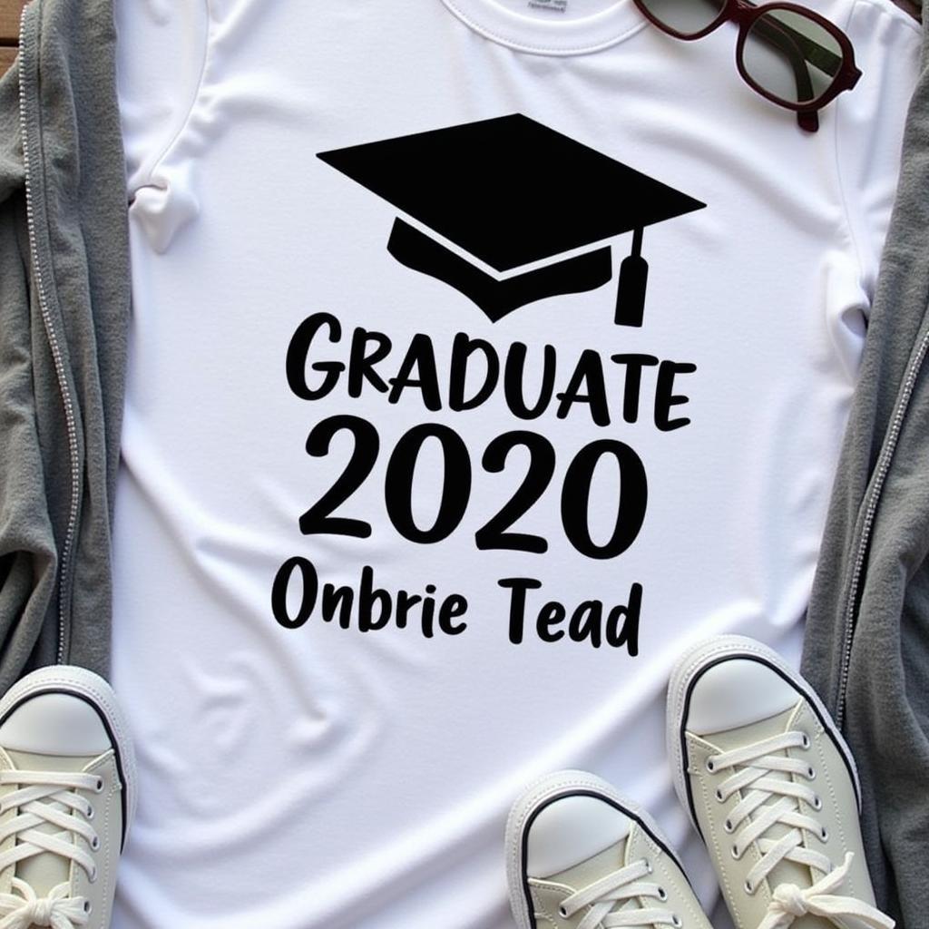 Close-up of a personalized graduation shirt