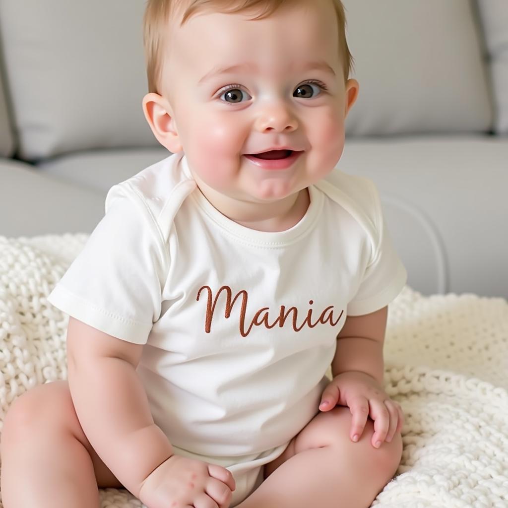 Baby in Personalized Onesie for Photoshoot