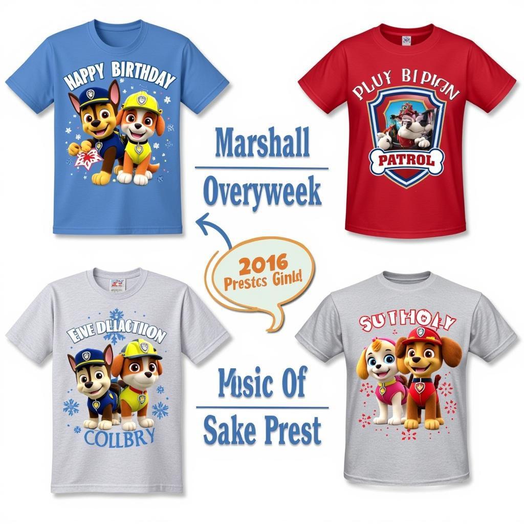 Personalized Paw Patrol T-shirt designs showcasing various themes and characters