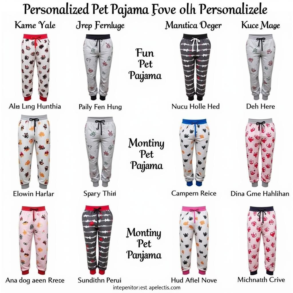 Personalized Pet Pajama Pants Design Options