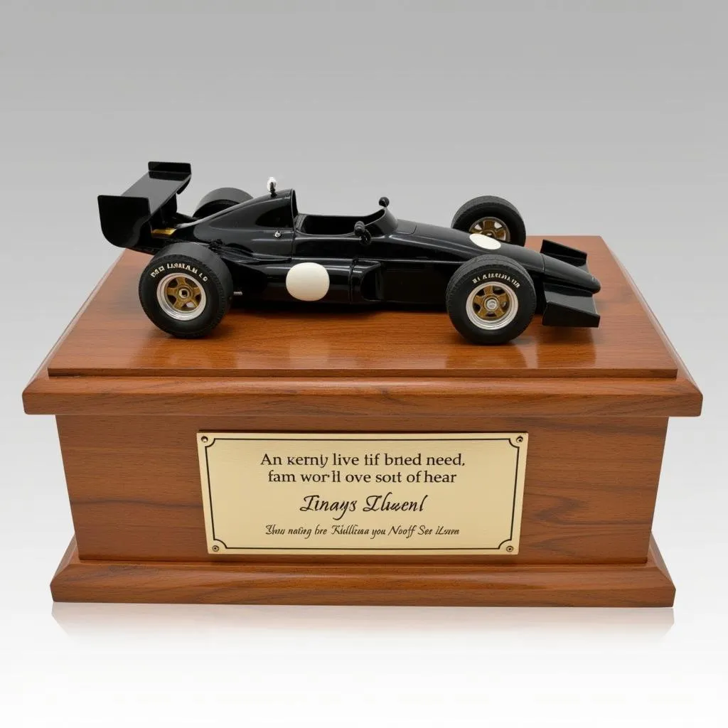 Personalized race car urn with engraving