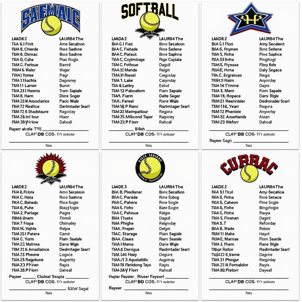 Personalized Softball Lineup Cards