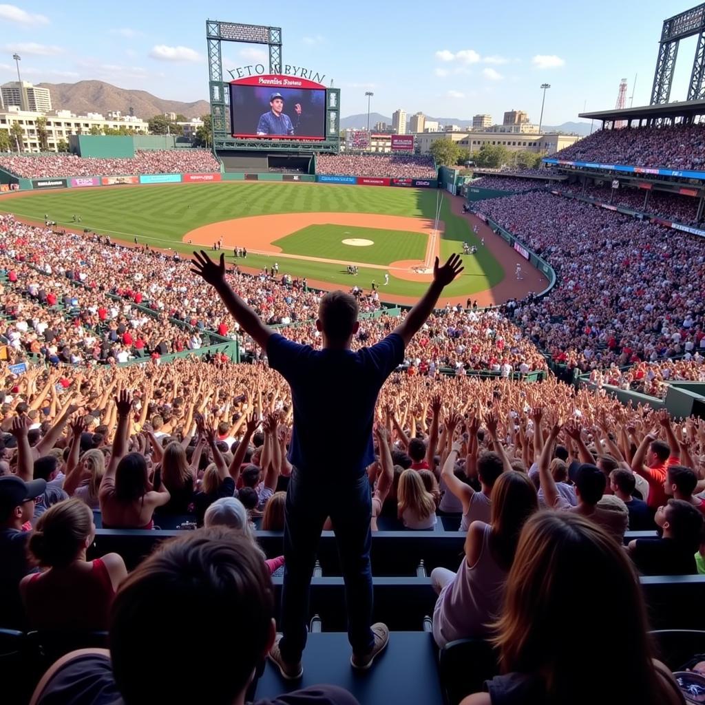 Vast crowd at Petco Park during Zach Bryan concert