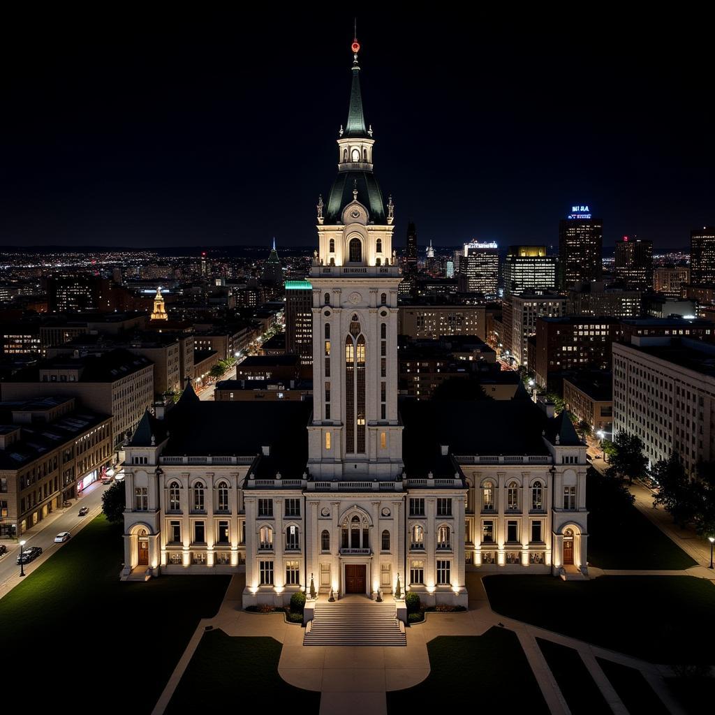 Philadelphia City Hall illuminated at night