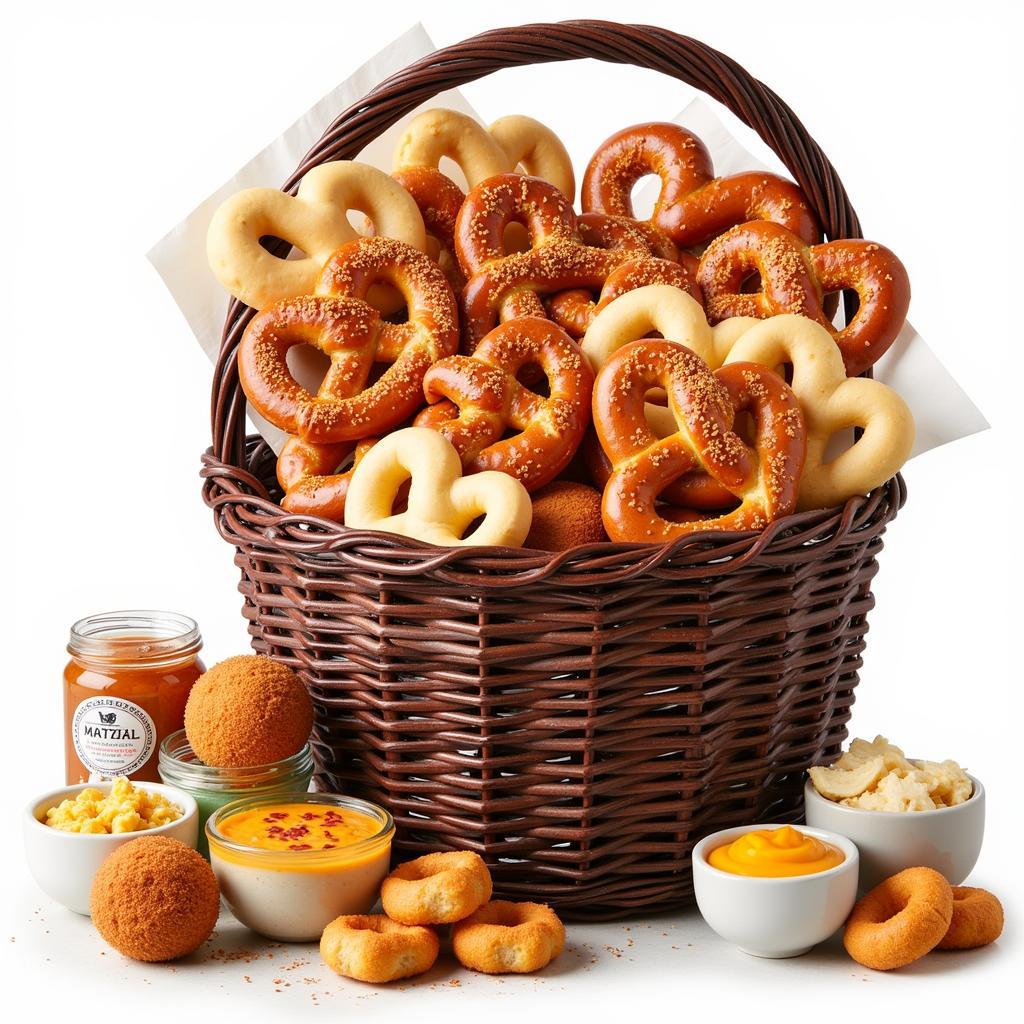 Philadelphia Soft Pretzel Gift Basket with Assorted Dips