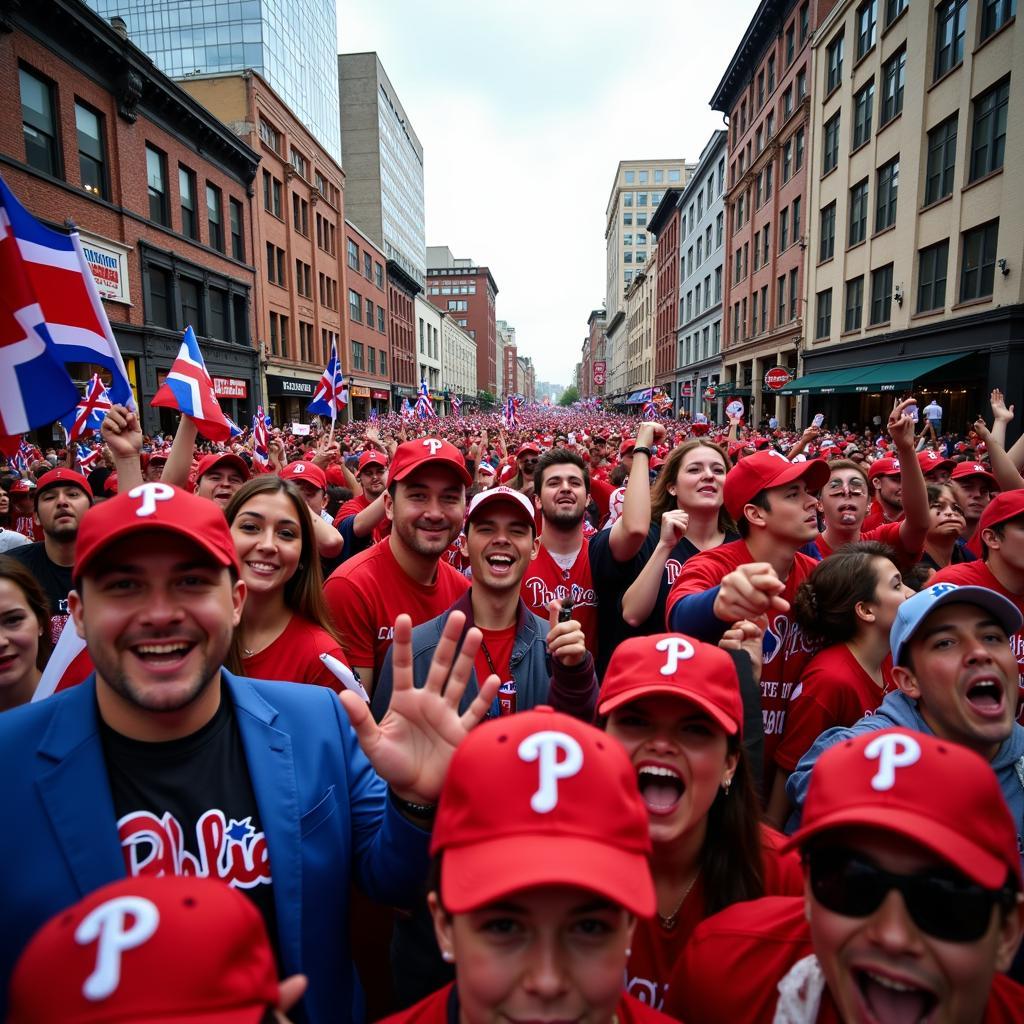 Phillies Fans Celebrating With Hats