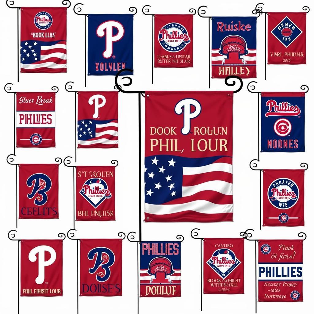 Different Phillies garden flag designs