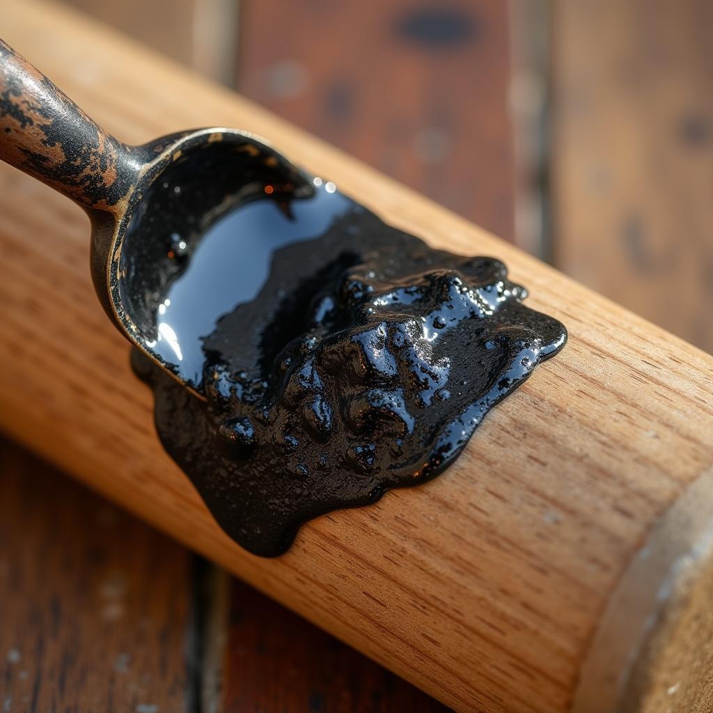 Close-up of Pine Tar on a Baseball Bat