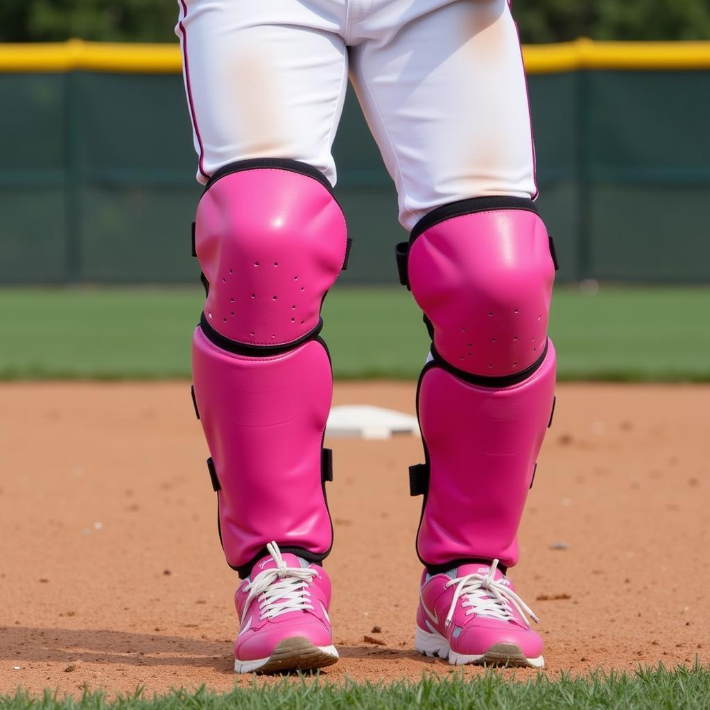 Baseball Player Wearing Pink Leg Guards