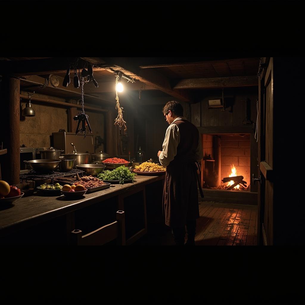 Cooking in the galley of a pirate ship