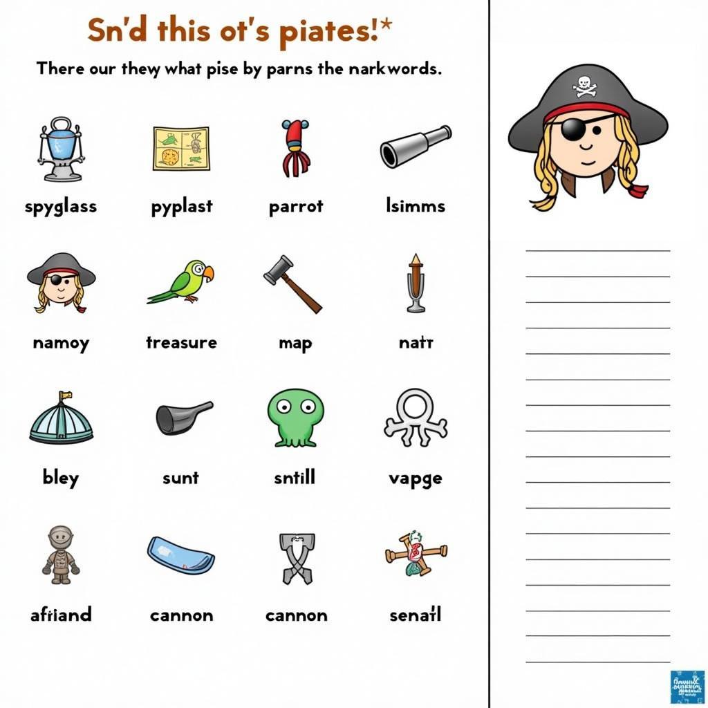 Pirate Vocabulary Worksheet