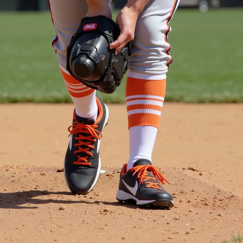 Softball pitcher wearing cleats with excellent ankle support