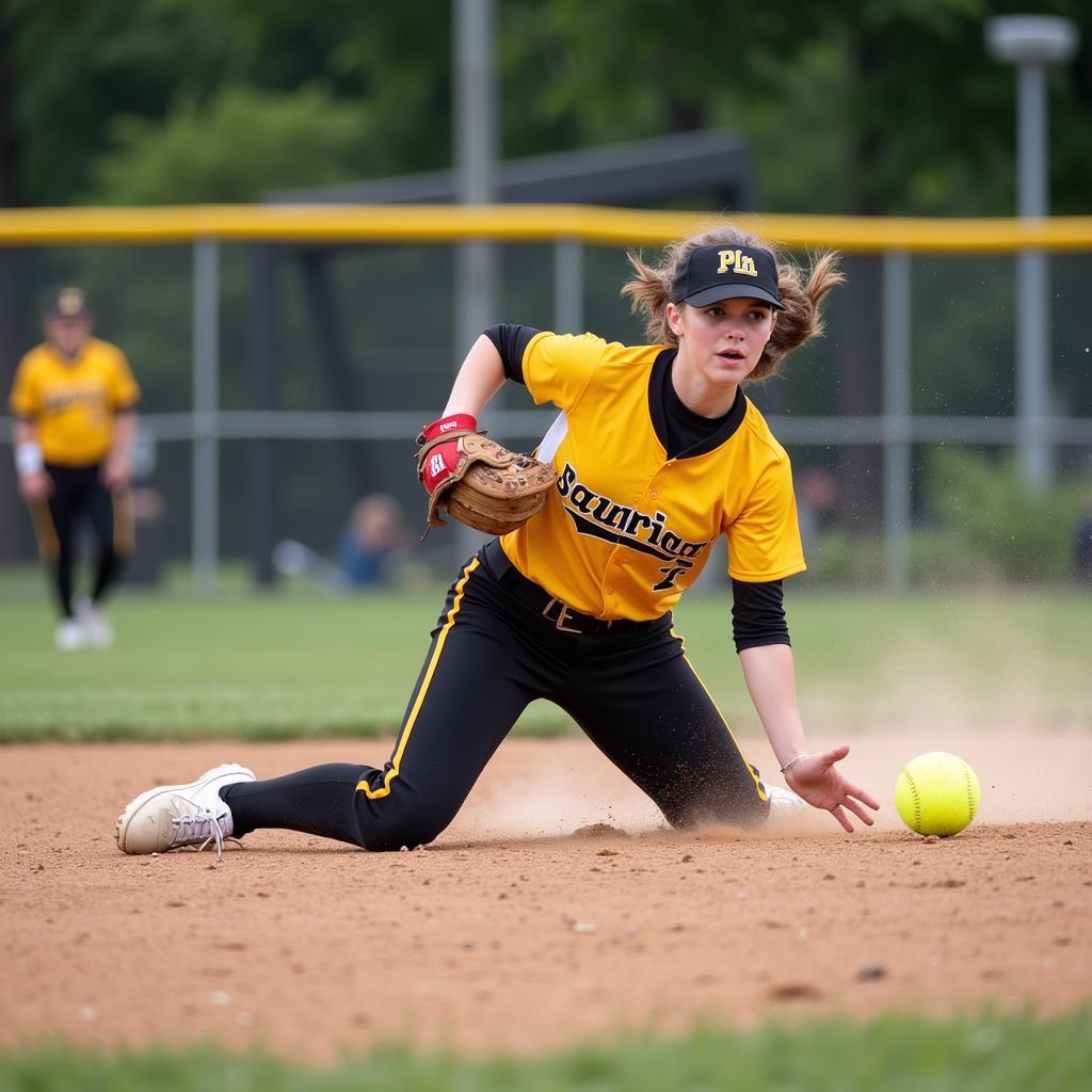 Pittsburgh Pride Softball player sliding into base during a game.