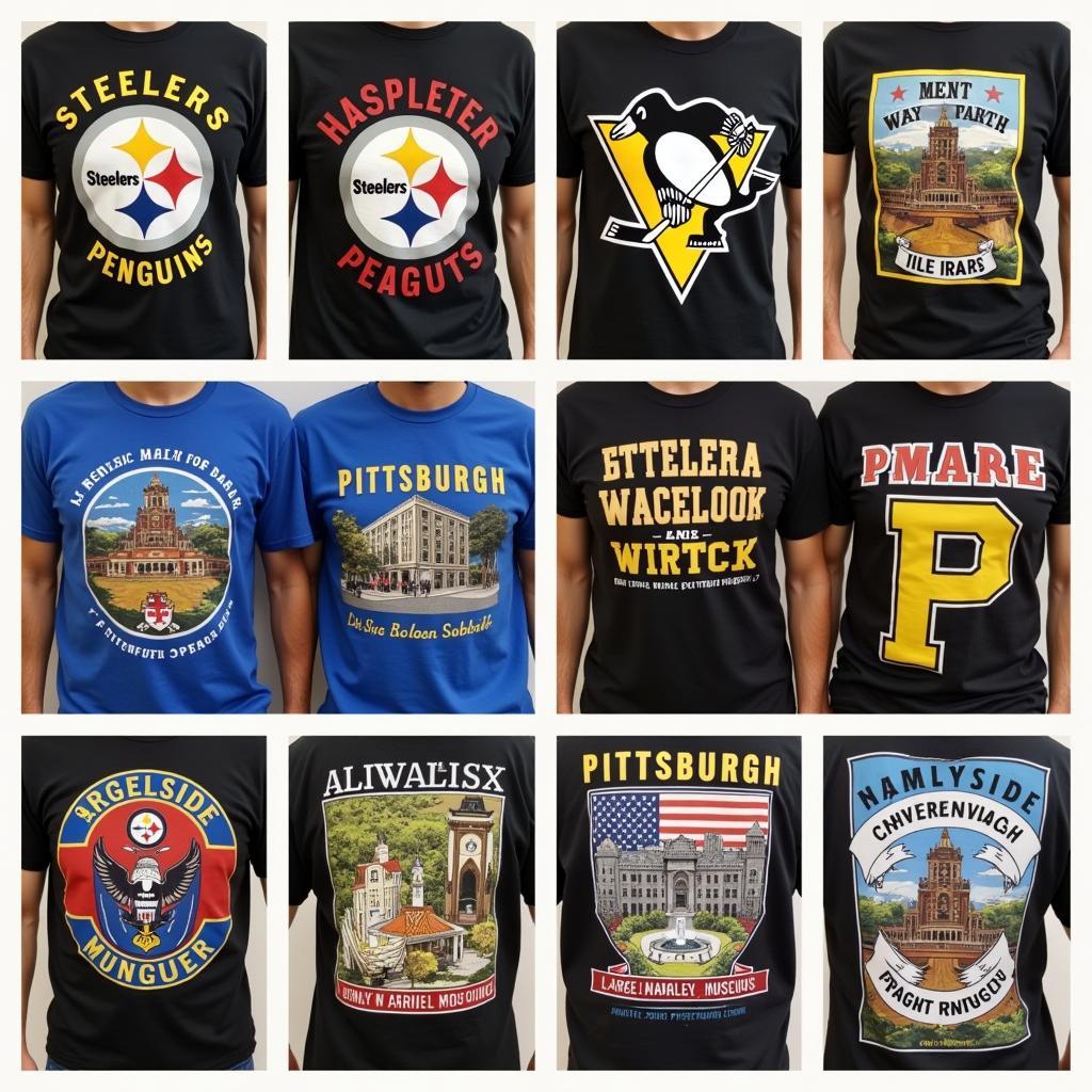 Pittsburgh T-shirt designs featuring sports teams, landmarks, and neighborhood pride.