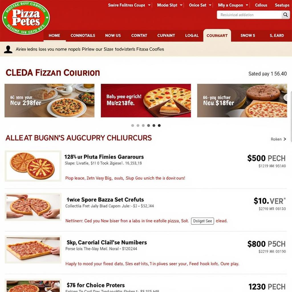 Finding Pizza Pete Coupons on the Official Website