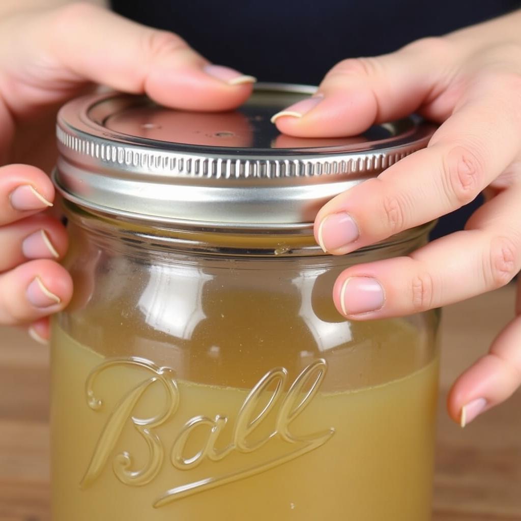 Placing Canning Lid on Jar