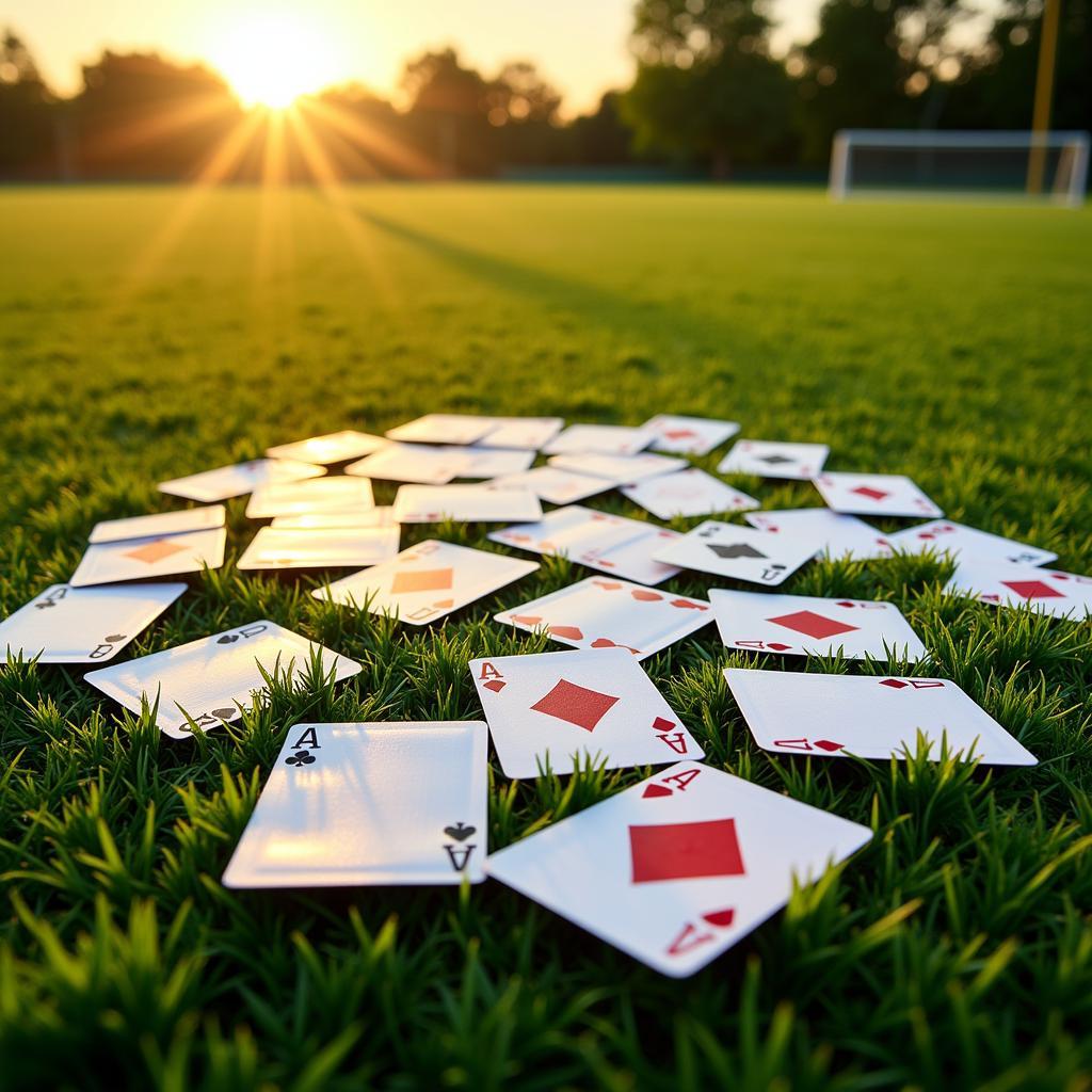 Golden Nugget Playing Cards on a Football Field