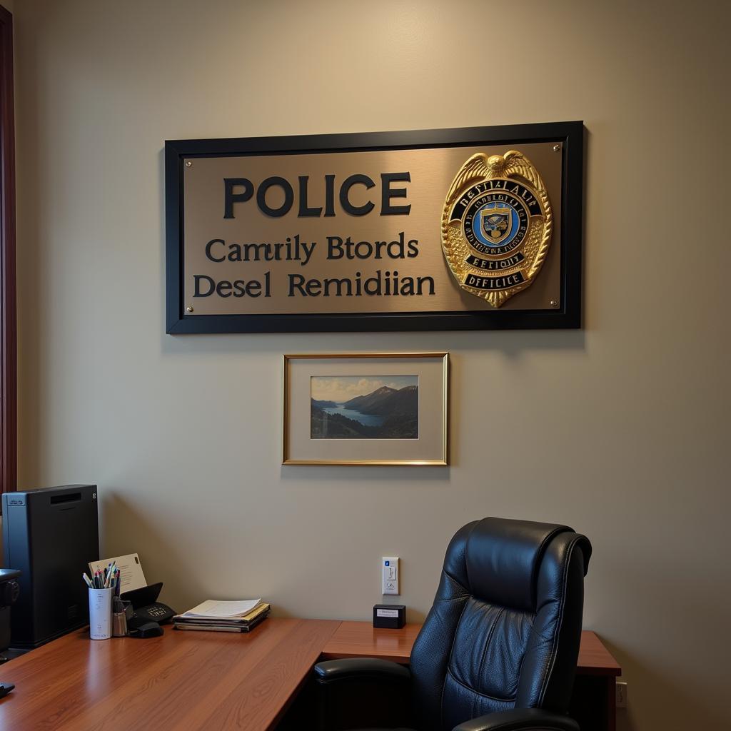 Wall mounted police name plate for office