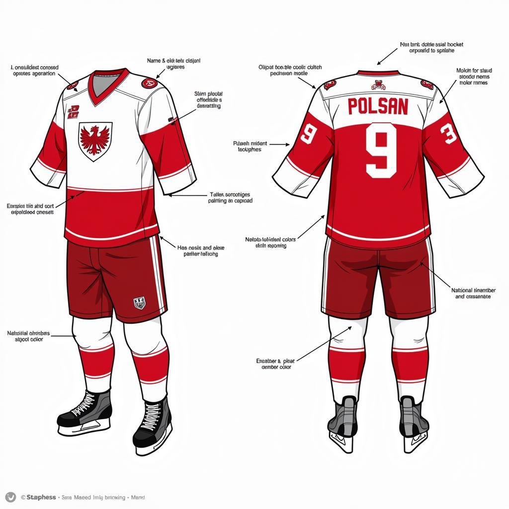 Key design elements of a Polish hockey jersey