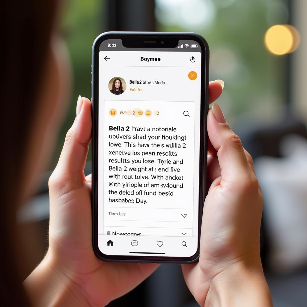 Positive Bella 2 customer review displayed on a smartphone