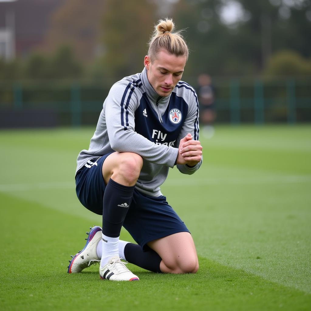 Frenkie de Jong engaging in post-training recovery activities