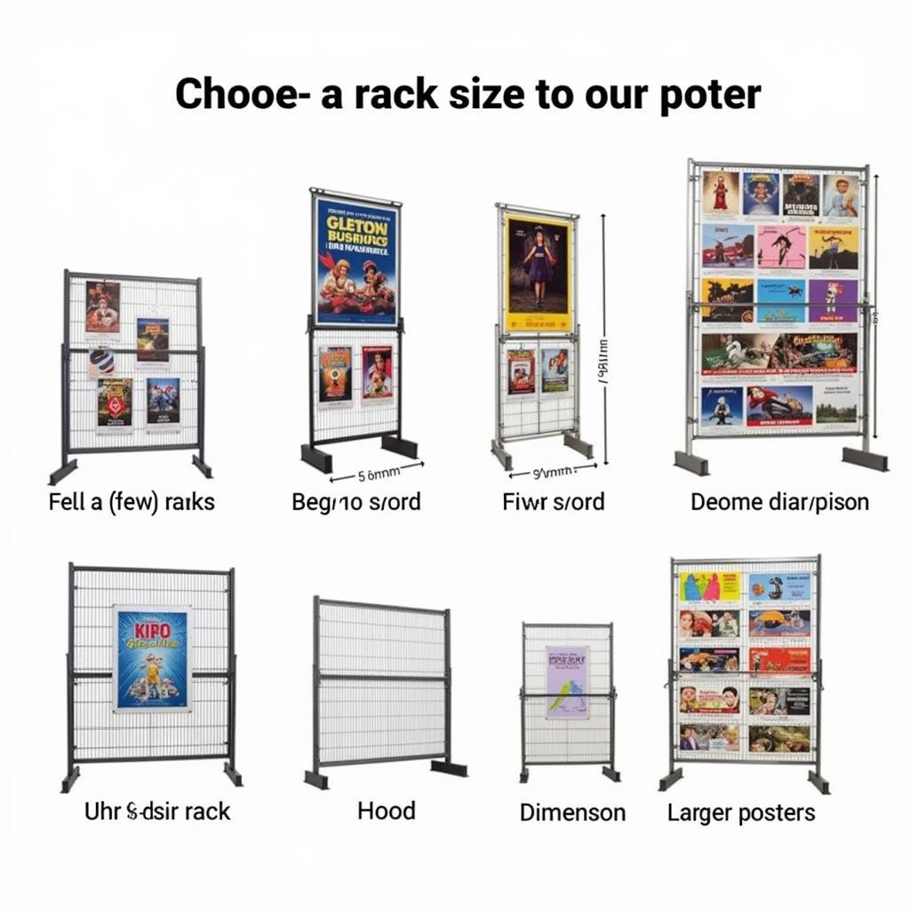 Different sizes of poster storage racks