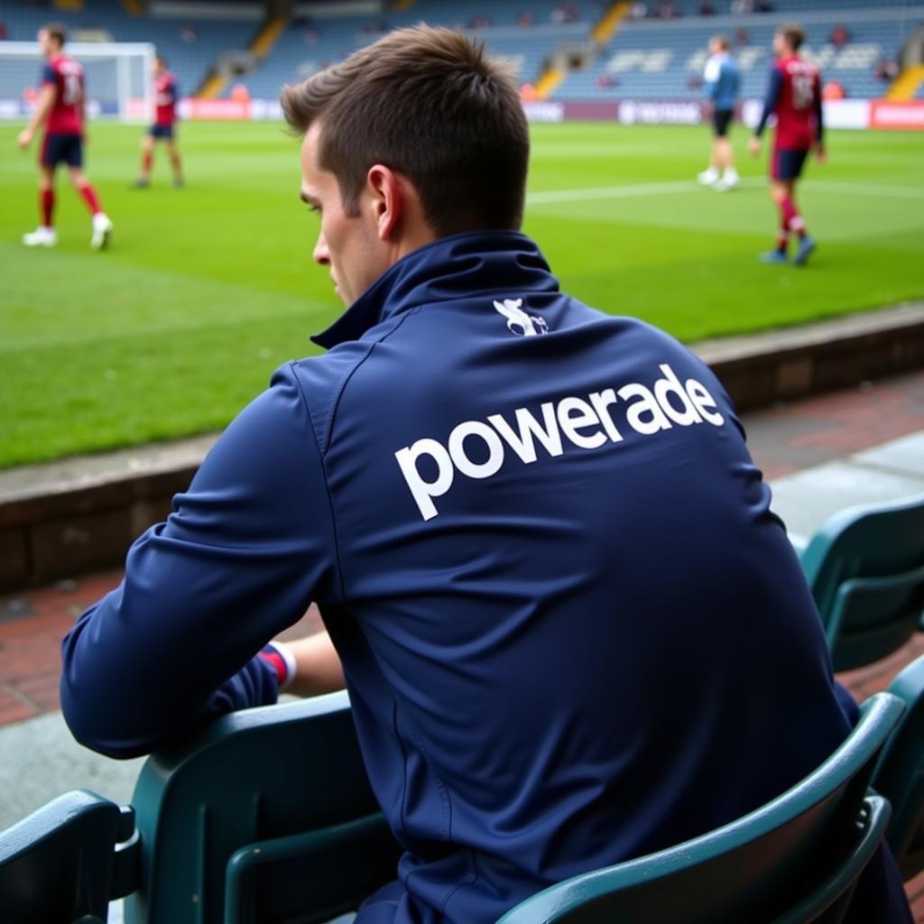 Powerade jacket draped on bench during match