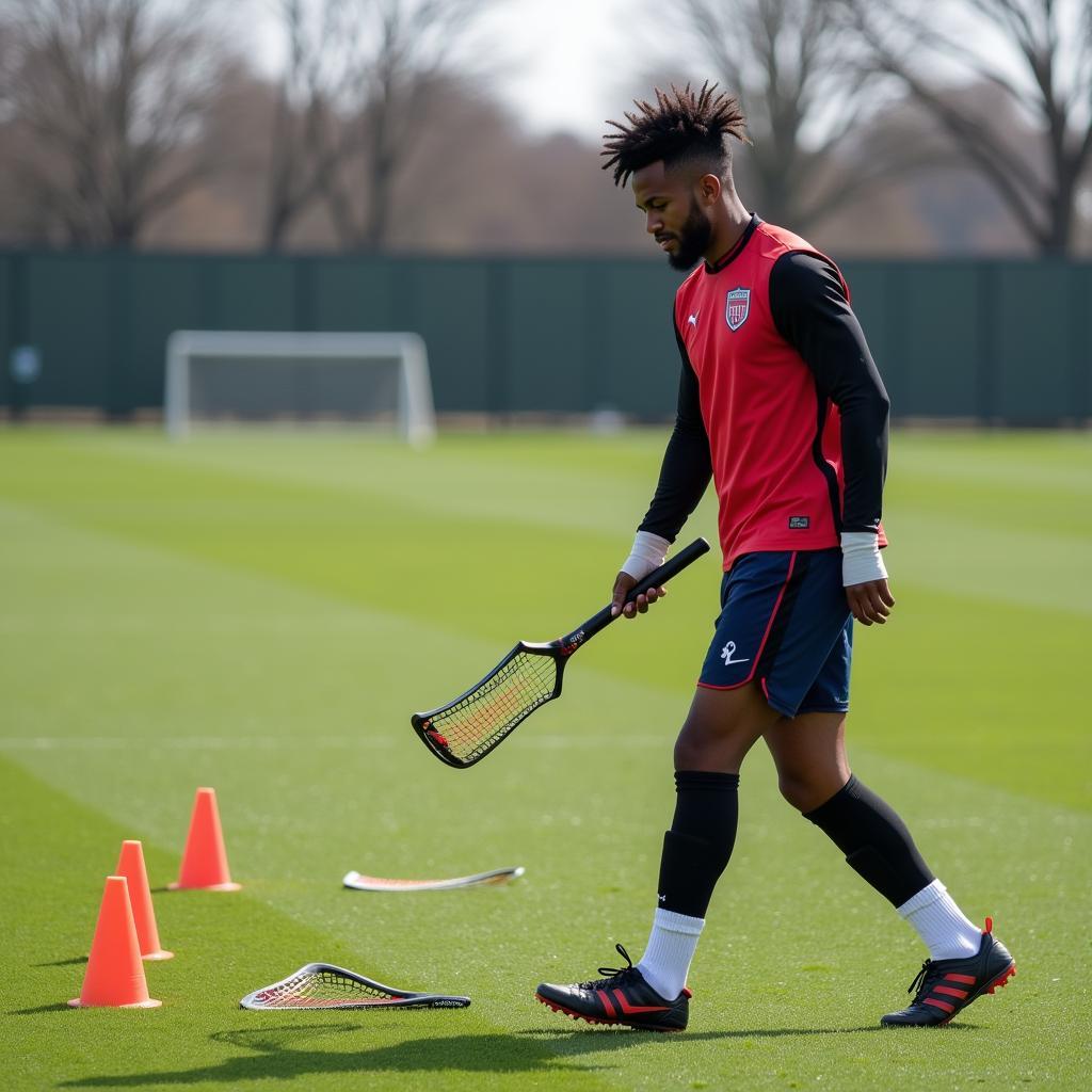 Player practices soul sticks with cones