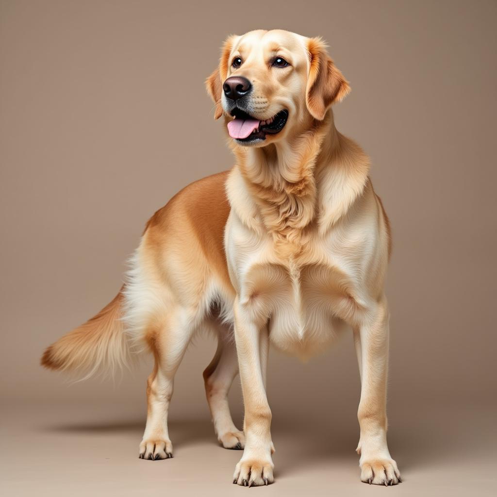 Golden Retriever dog showing off her pregnant belly