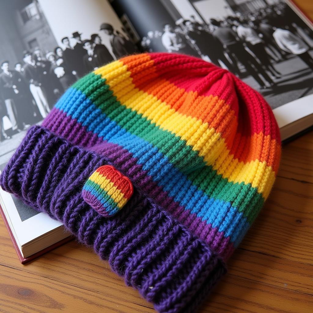 Pride Beanie with Rainbow Stripes