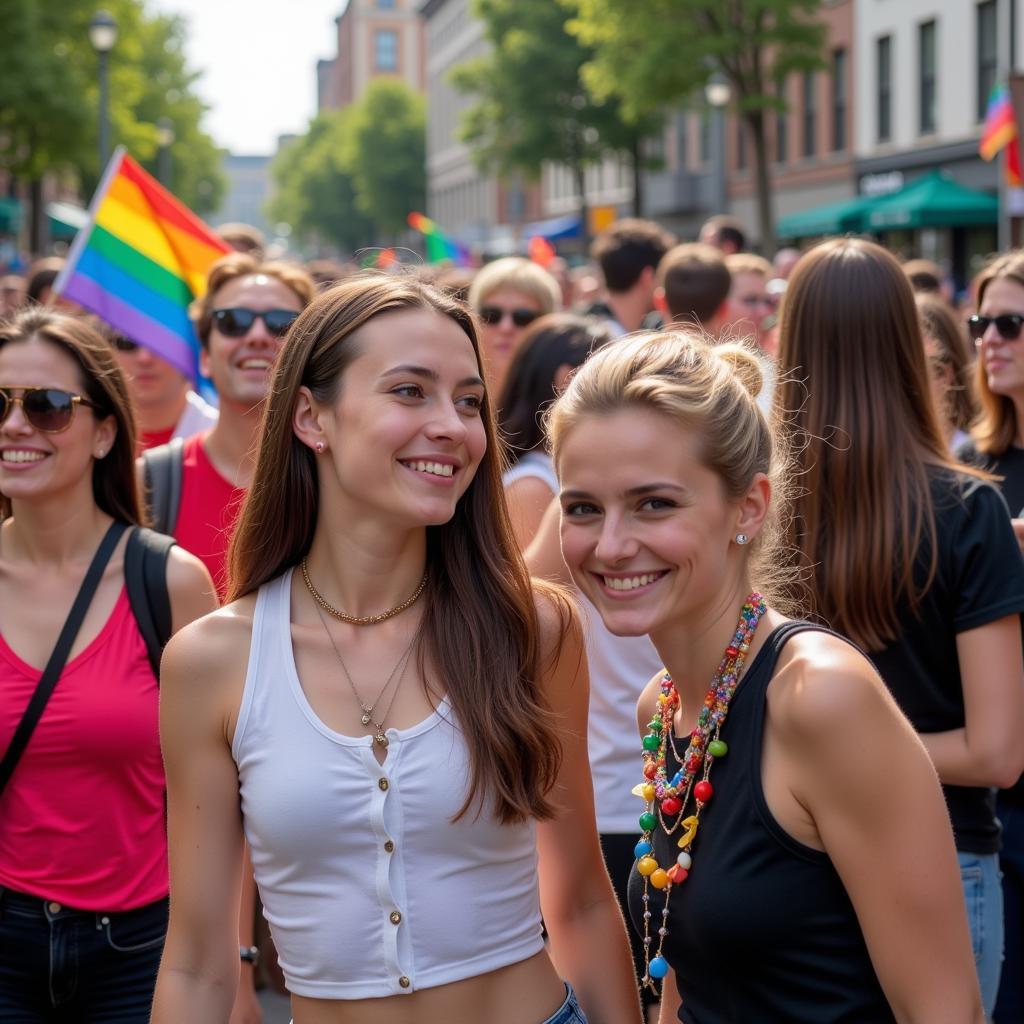 People celebrating and enjoying the festivities at a Pride parade.