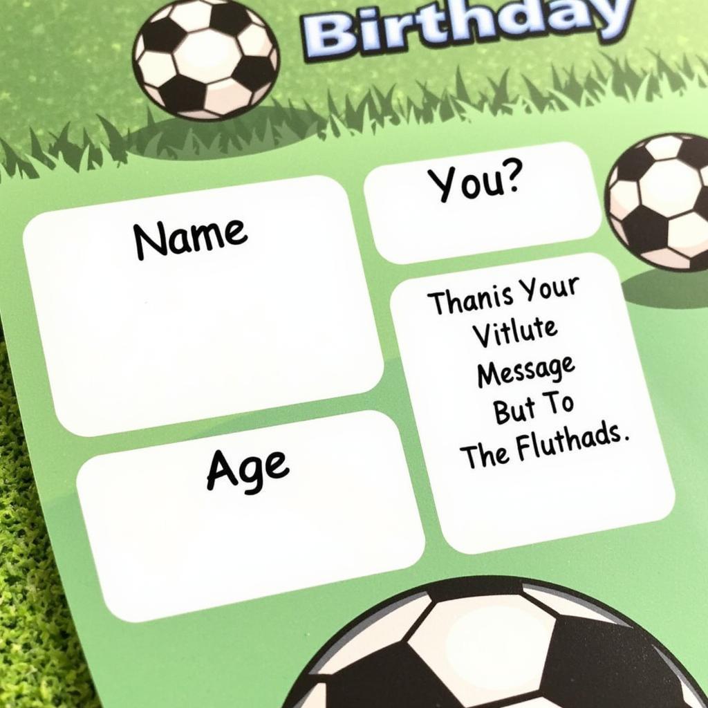 Customizable printable soccer birthday card