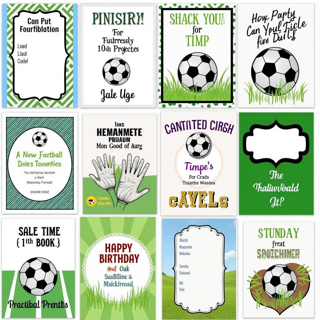 Variety of printable soccer birthday cards