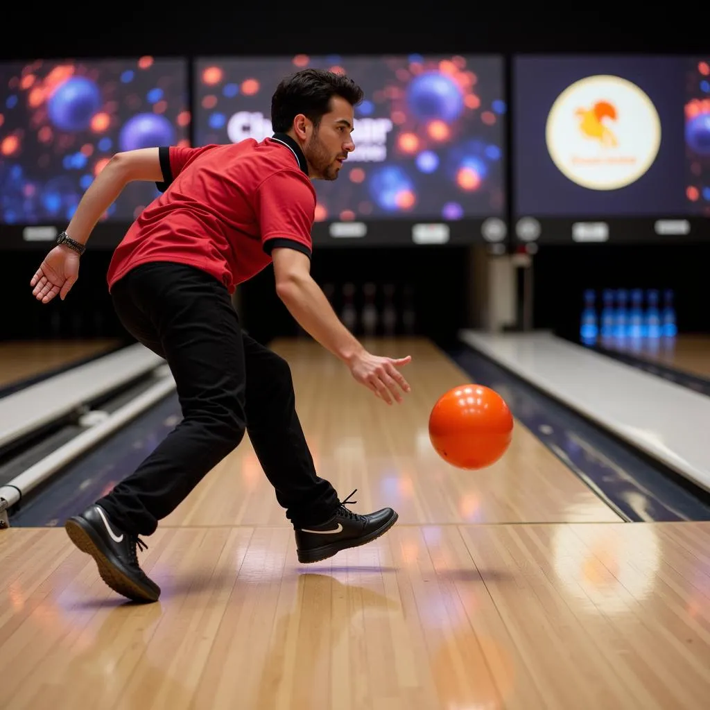 Professional Bowler Testing a New Bowling Ball Release