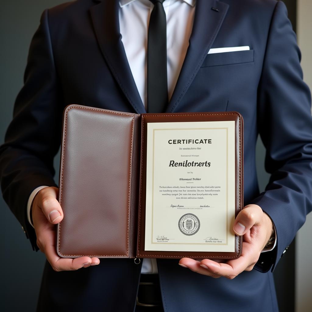 Professional Using Leather Certificate Holder