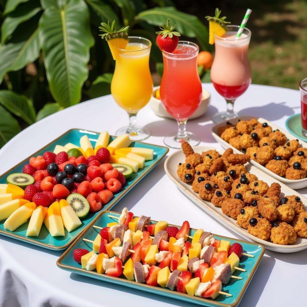 prom beach themed drinks and food