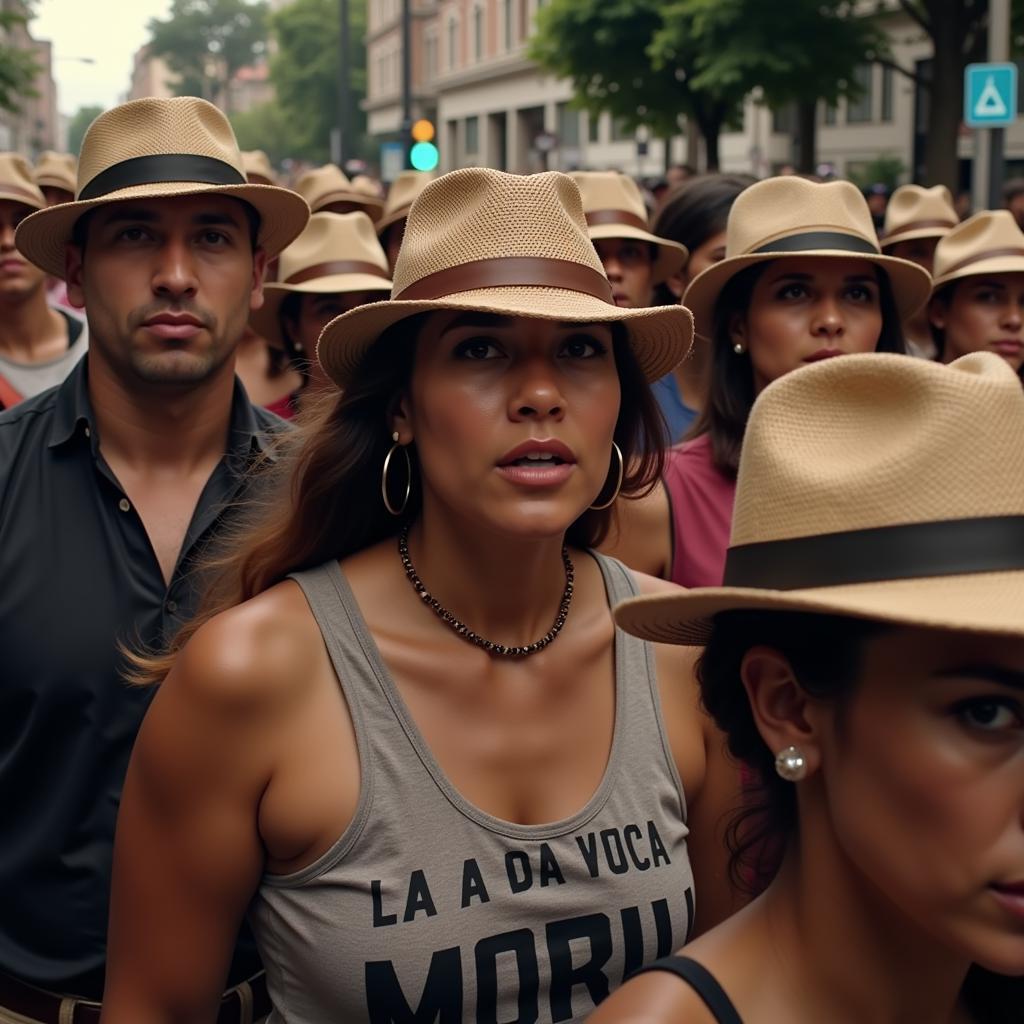 Protesters Wearing Boricua Hats at a Demonstration