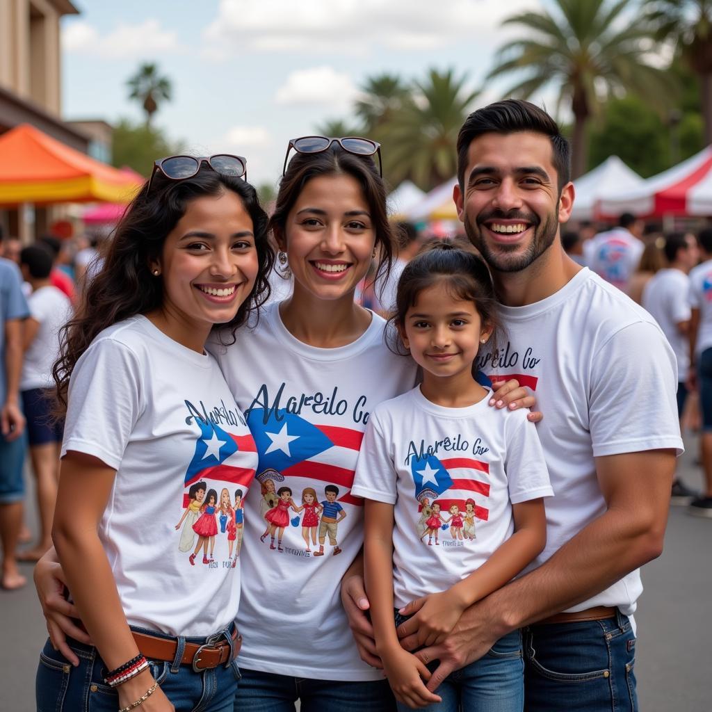 Family proudly sporting matching Puerto Rican t-shirts