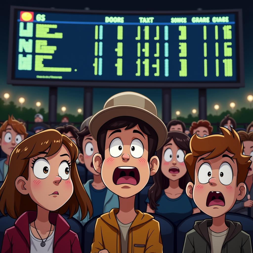 Fans Watching Racing Scoreboard