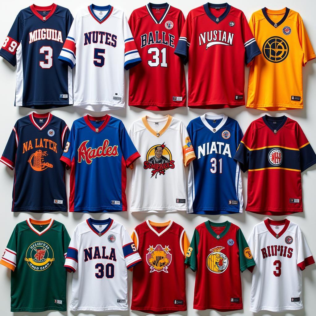 A collection of rare and vintage football jerseys