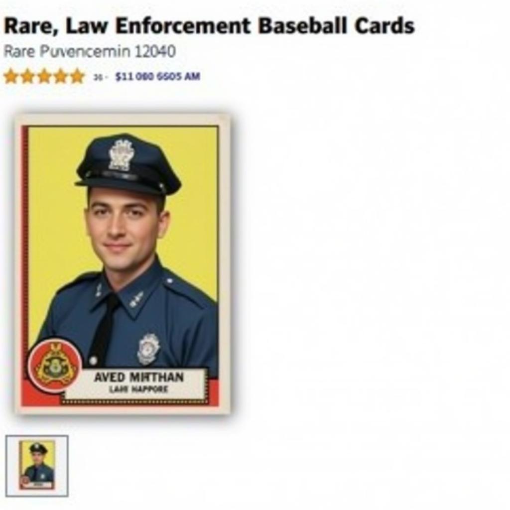 A rare law enforcement baseball card being auctioned online