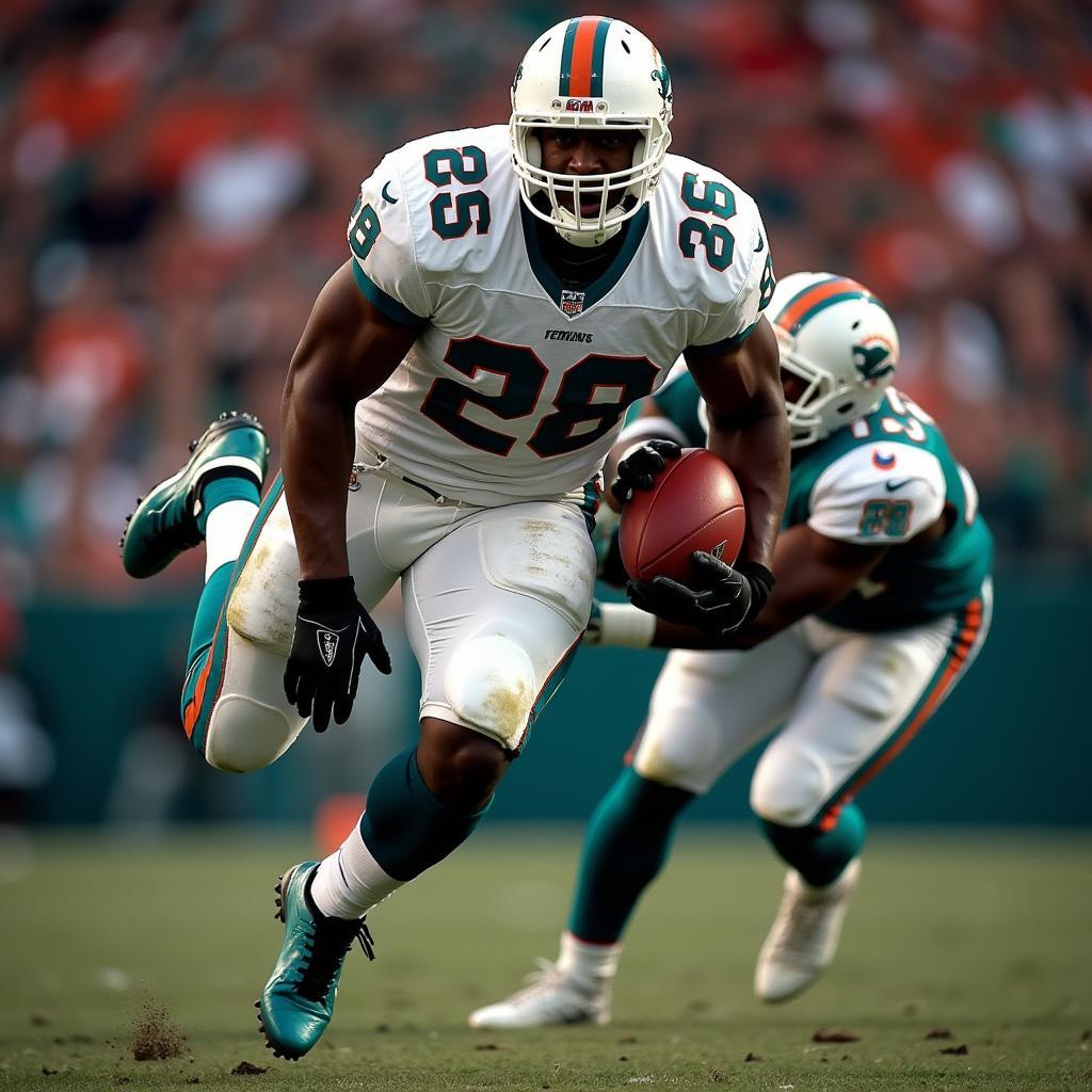 Ray Lewis in his iconic Miami Dolphins jersey during a game