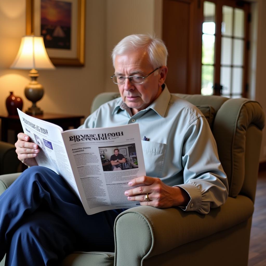 Person Reading the Arizona American Italian Club Newsletter