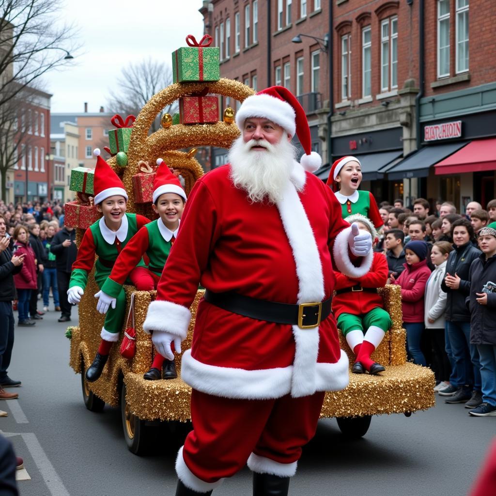 Festive floats make their way down the street during the Red Bank Christmas Parade