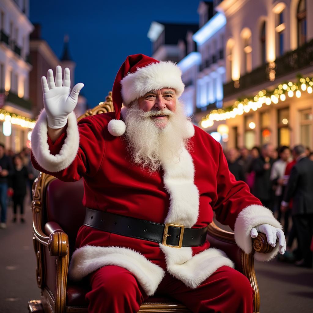 Santa Claus waves to the crowd at the Red Bank Christmas Parade