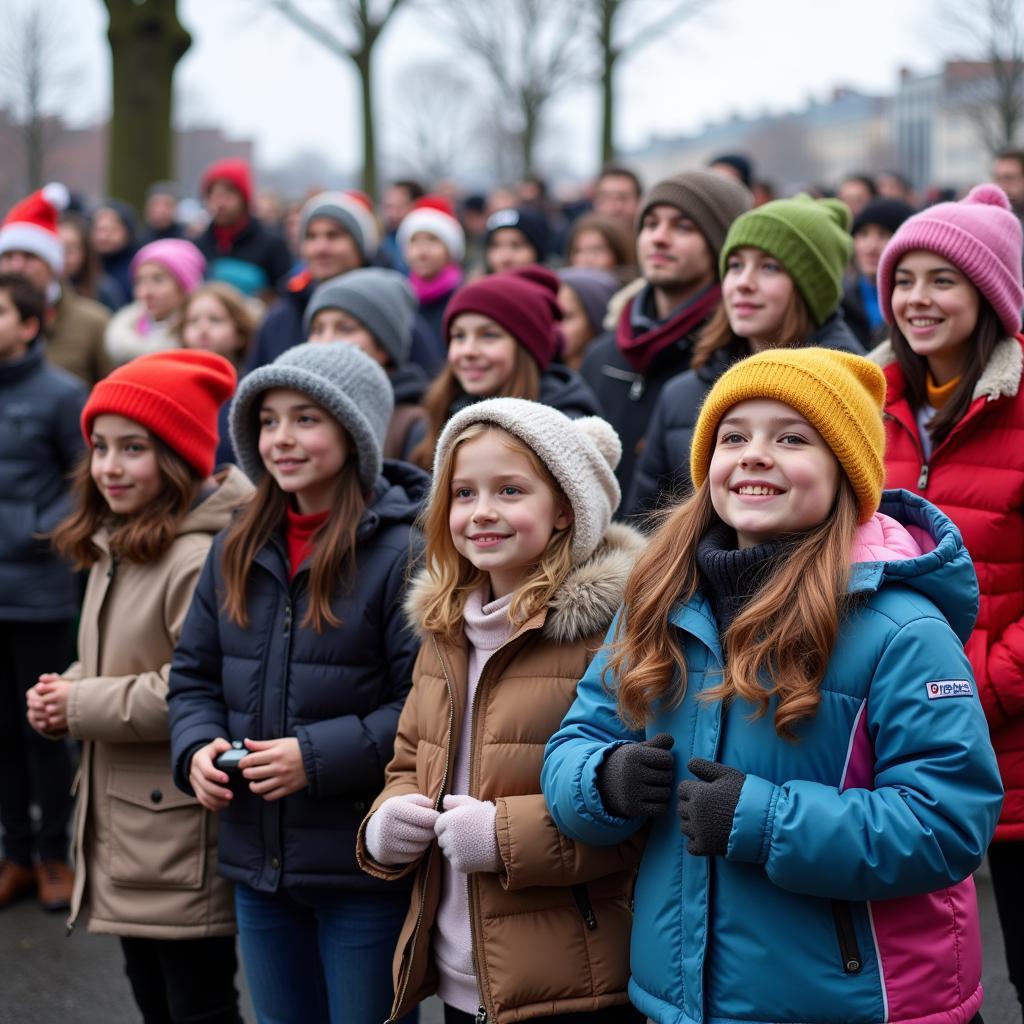 Families gather to watch the Red Bank Christmas Parade