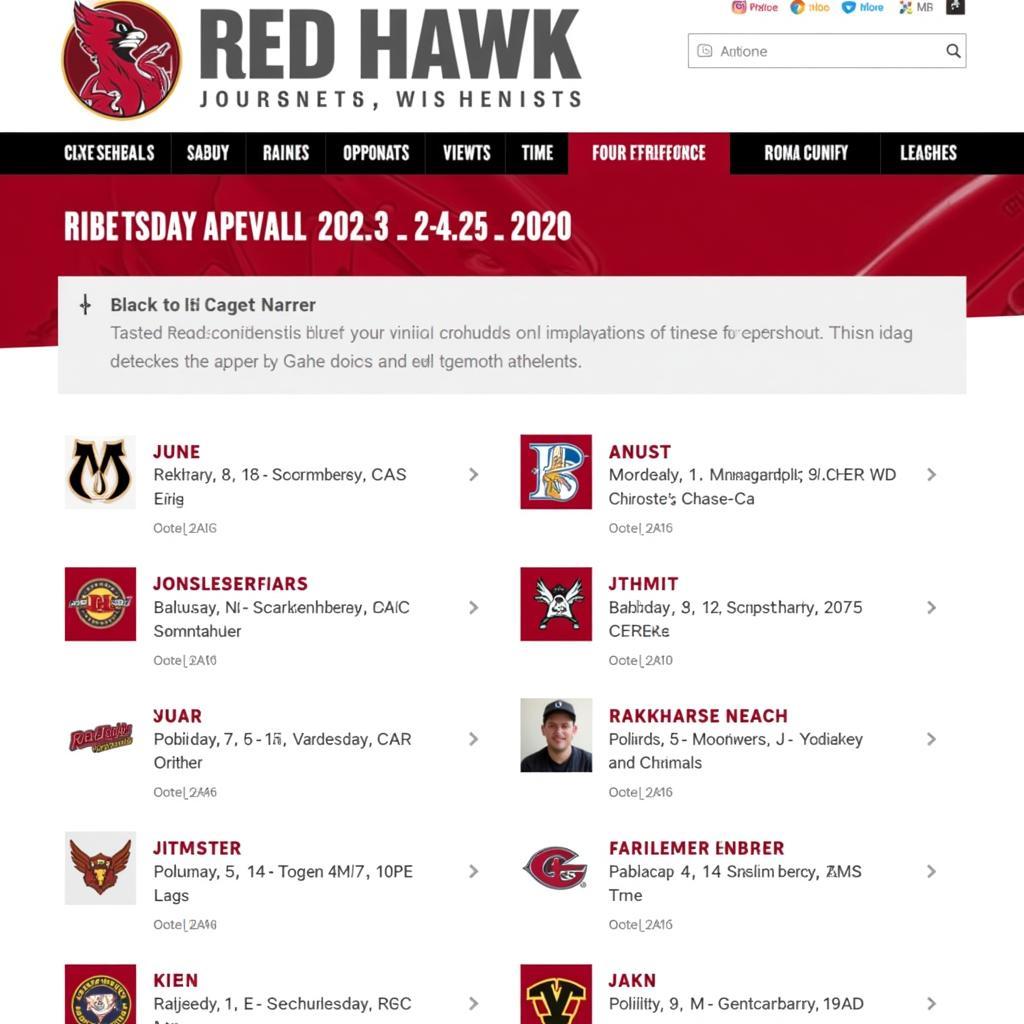 Red Hawk Baseball Website Schedule