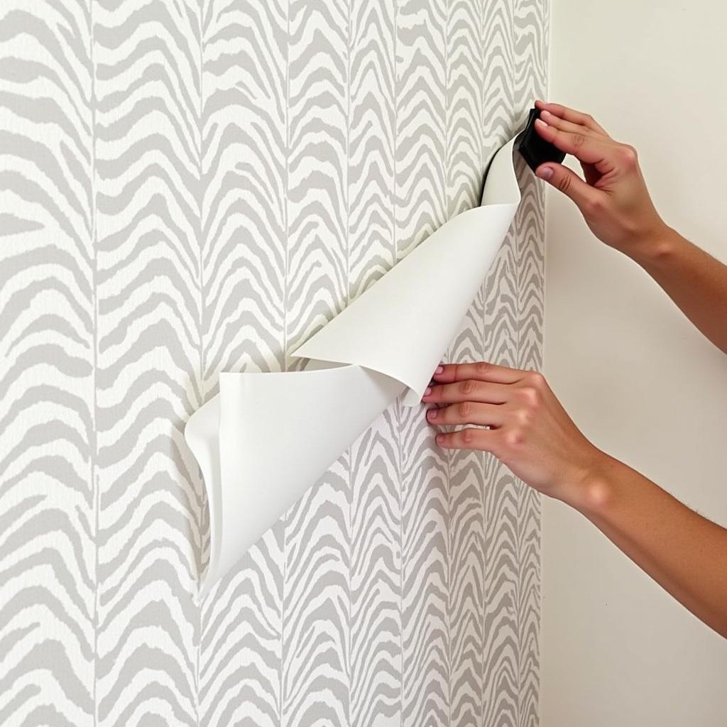 Installing Peel and Stick Animal Print Wallpaper