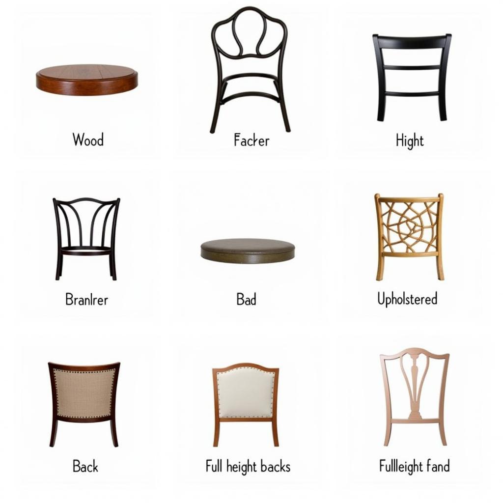 Different styles of replacement bar stool seats with backs