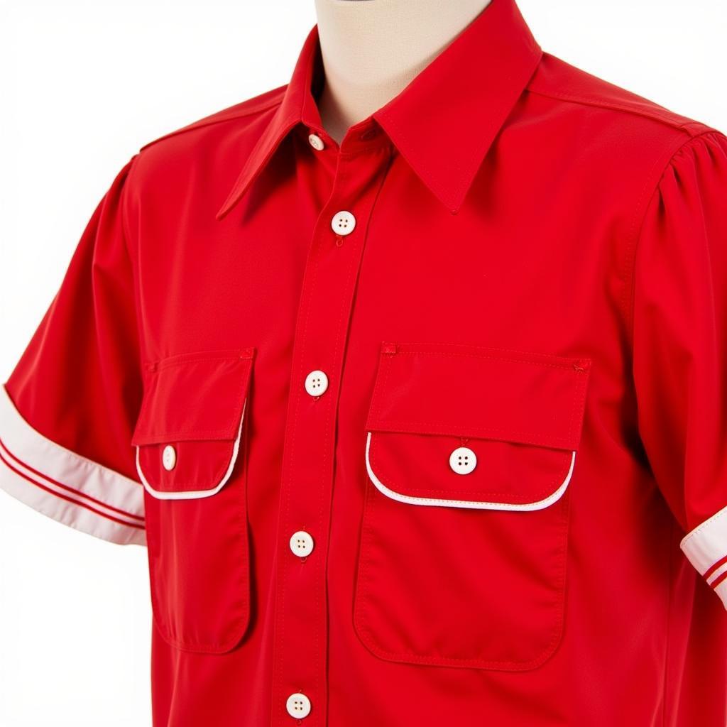 Vintage red and white bowling shirt